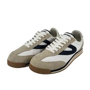 Tretorn Rawlins 2.0 Sneakers Womens 6.5 White Beige Navy Retro Trainers  EUC
